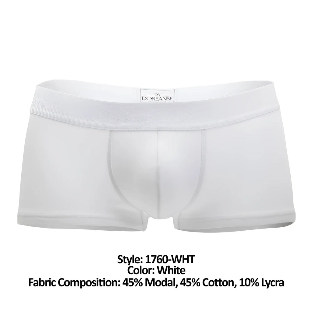 Doreanse 1760-wht low-rise trunk white briefs in soft modal cotton lycra blend with a sleek minimalist design