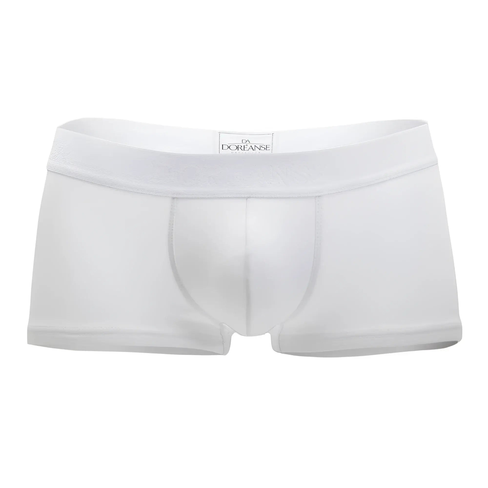 White men’s briefs doreanse 1760-wht low-rise trunk with smooth seamless design and branded waistband label
