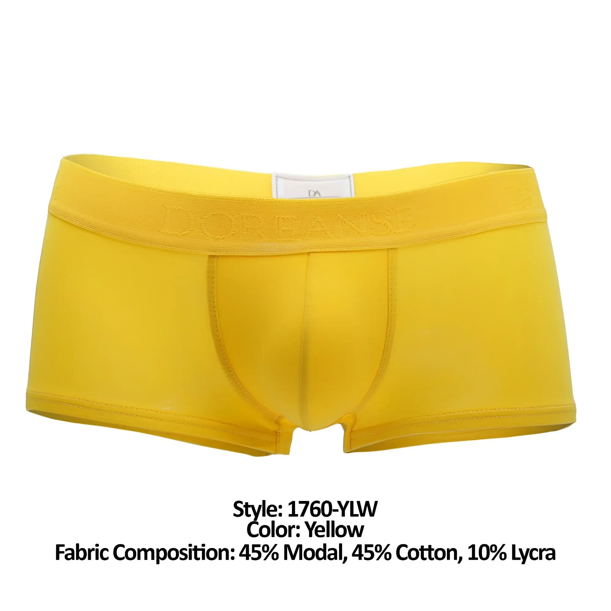 Bright yellow Doreanse 1760-YLW low-rise trunk briefs made from smooth stretchy modal and cotton blend
