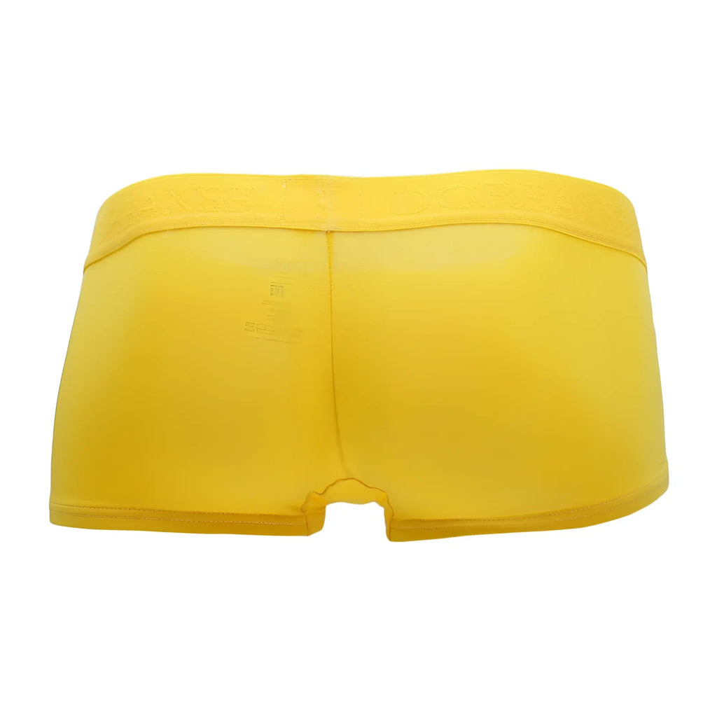 Doreanse 1760-ylw low-rise trunk bright yellow sheer mesh briefs with solid elastic waistband front view