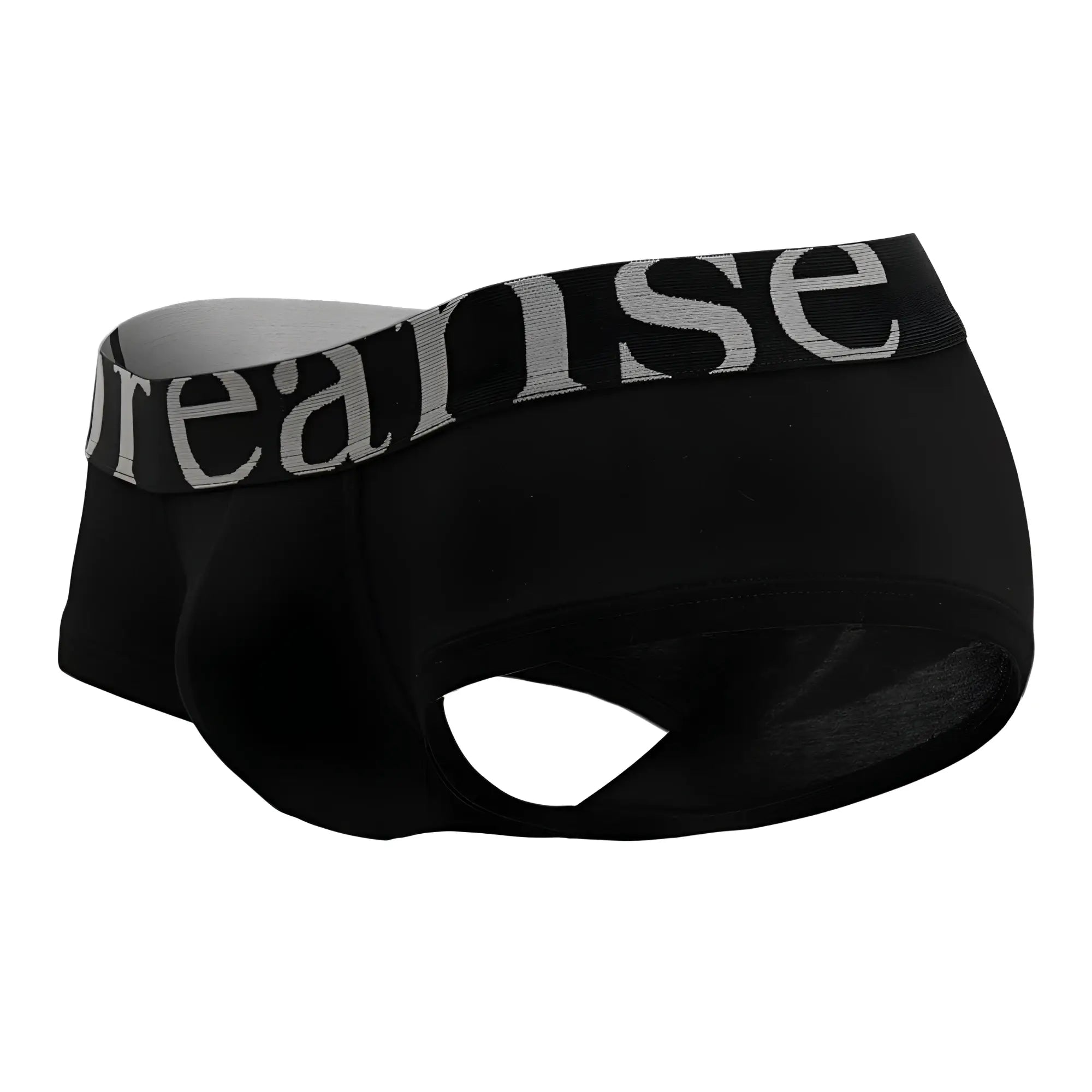 Black doreanse 1779-BLK pouch mini trunk briefs with gray reanise logo waistband in cotton blend fabric