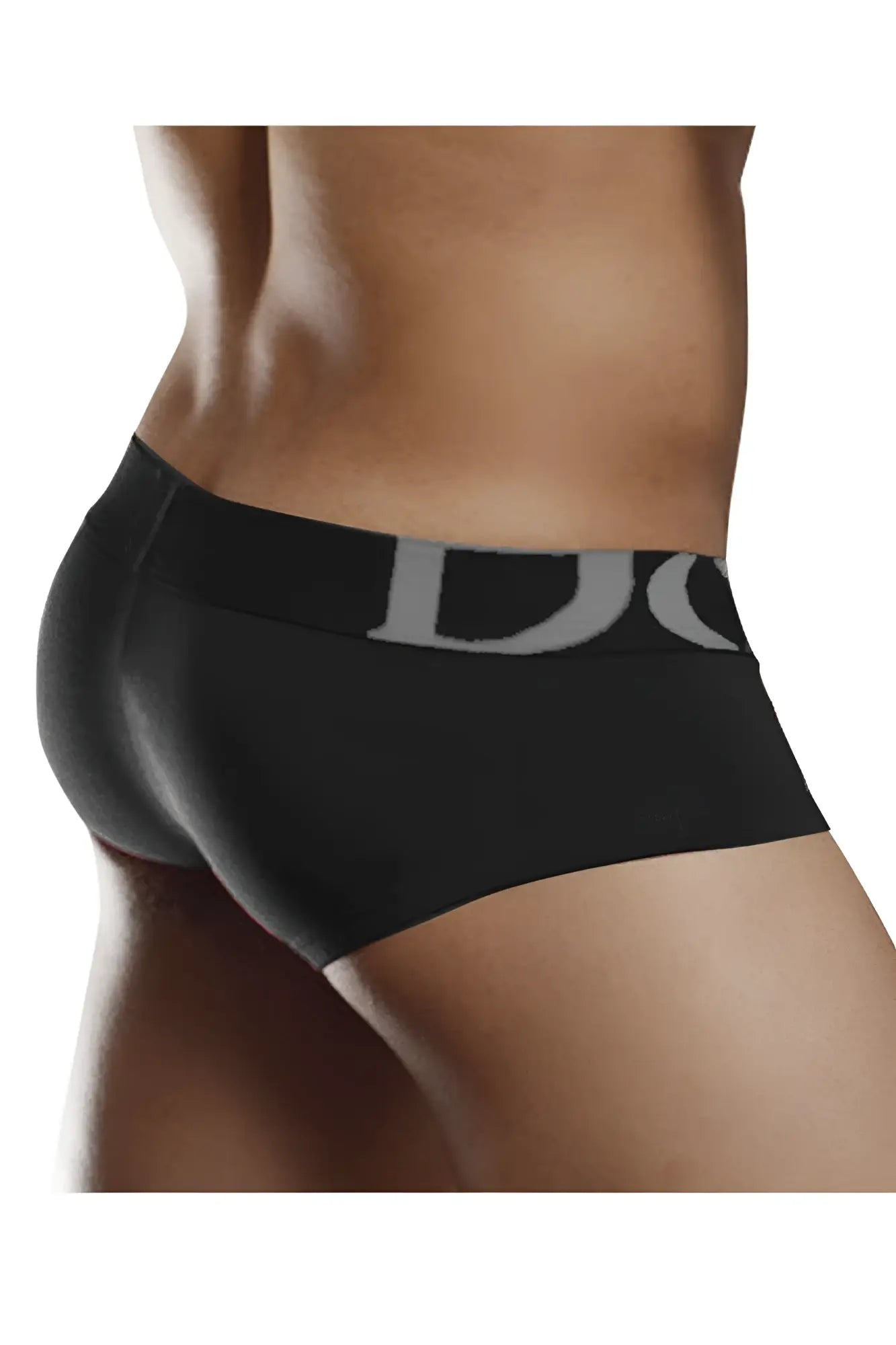 Doreanse 1779-blk black pouch mini trunk briefs with gray do logo on waistband for comfortable daily wear