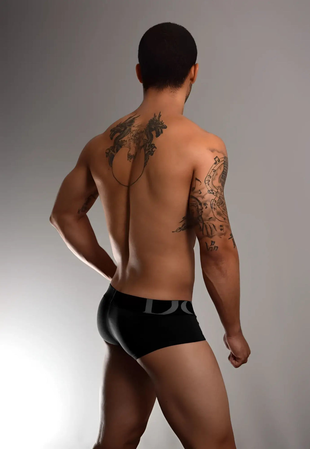 Black doreanse 1779-blk pouch mini trunk briefs with silver do logo waistband designed for comfort and support