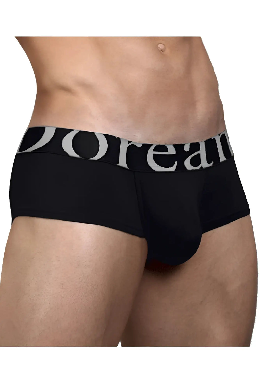Black mens briefs doreanse 1779-blk pouch mini trunk with wide waistband and bold doreanse logo in white on black