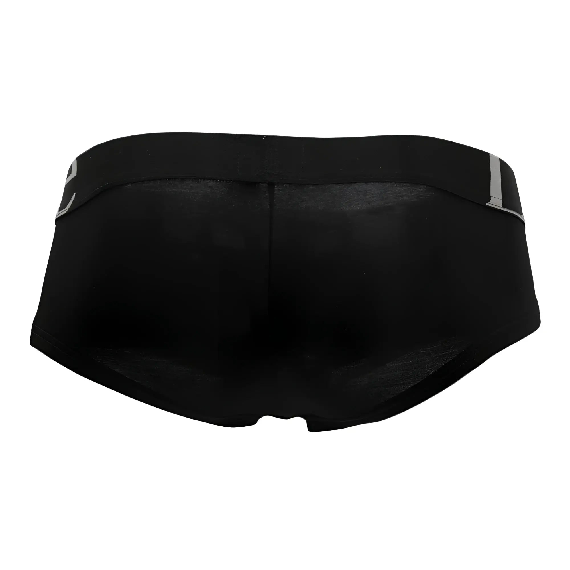 Black doreanse 1779-blk pouch mini trunk briefs with sleek form-fitting design and silver trim on waistband
