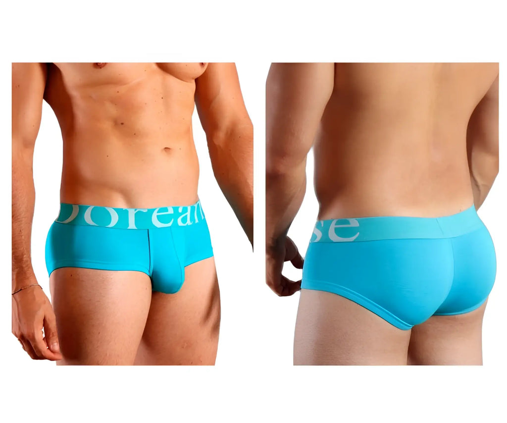 Bright turquoise doreanse 1779-trq pouch mini trunk briefs with white logo waistband designed for comfort and support