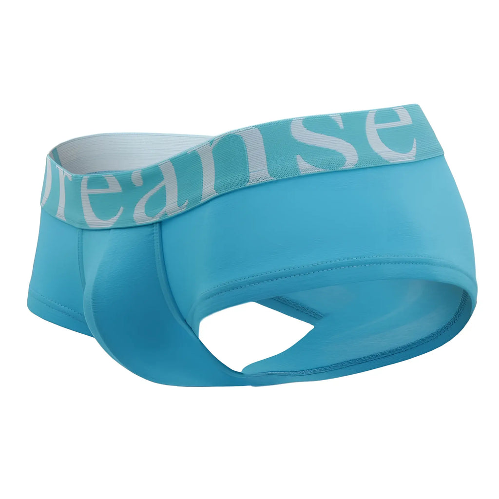 Light blue doreanse 1779-trq pouch mini trunk briefs with matching elastic waistband and dread lettering in white