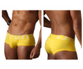 Bright yellow Doreanse 1779-YLW pouch mini trunk briefs with white jeans logo on the waistband for men