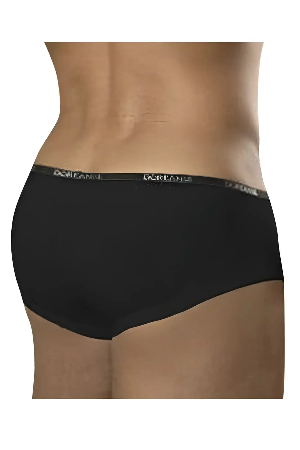 Black women’s briefs doreanse 1781-blk with stretchy waistband and dorian brand name in white lettering in black color