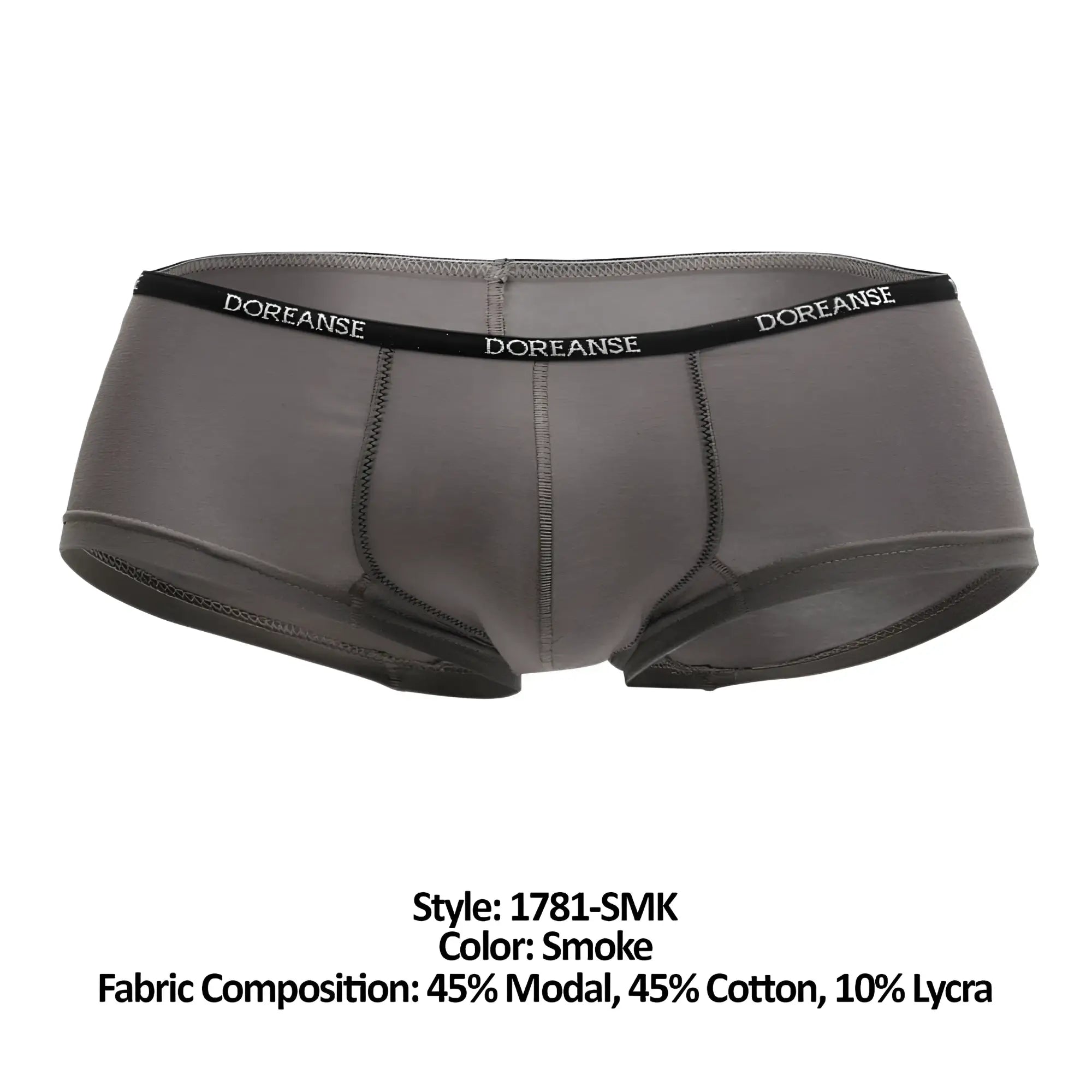 Doreanse 1781-smk smoke-colored mini trunk briefs made from modal cotton and lycra blend for comfortable wear