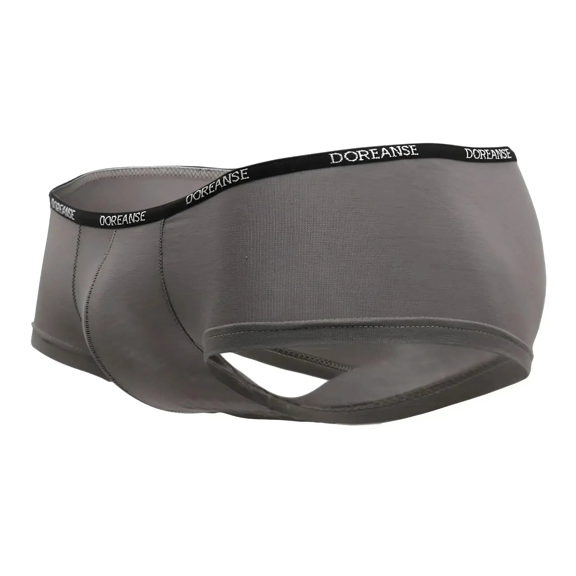 Gray doreanse 1781-smk naked mini trunk briefs in smoke color with black waistband and white branding