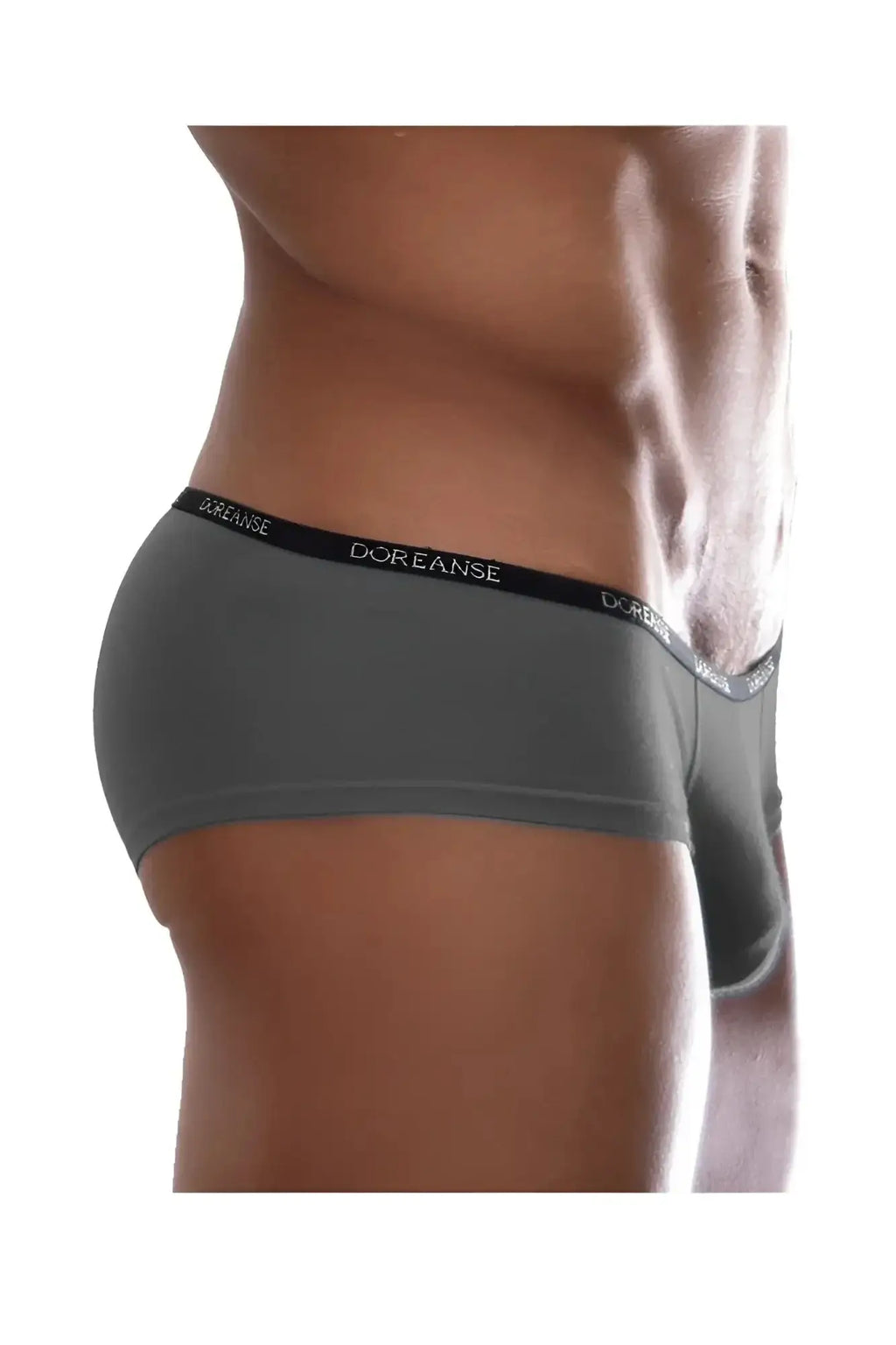 Gray doreanse 1781-smk naked mini trunk briefs with black waistband and white brand name in smoke color