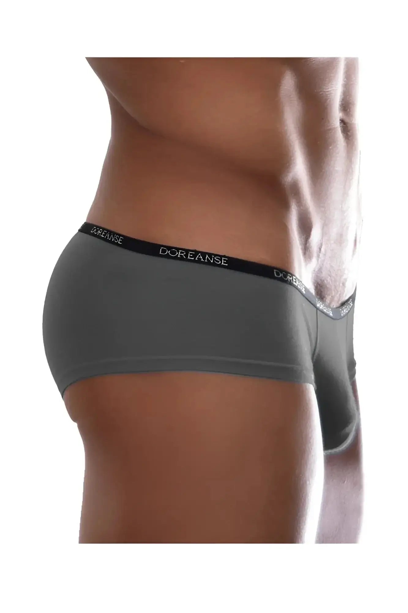 Gray doreanse 1781-smk naked mini trunk briefs with black waistband and white brand name in smoke color