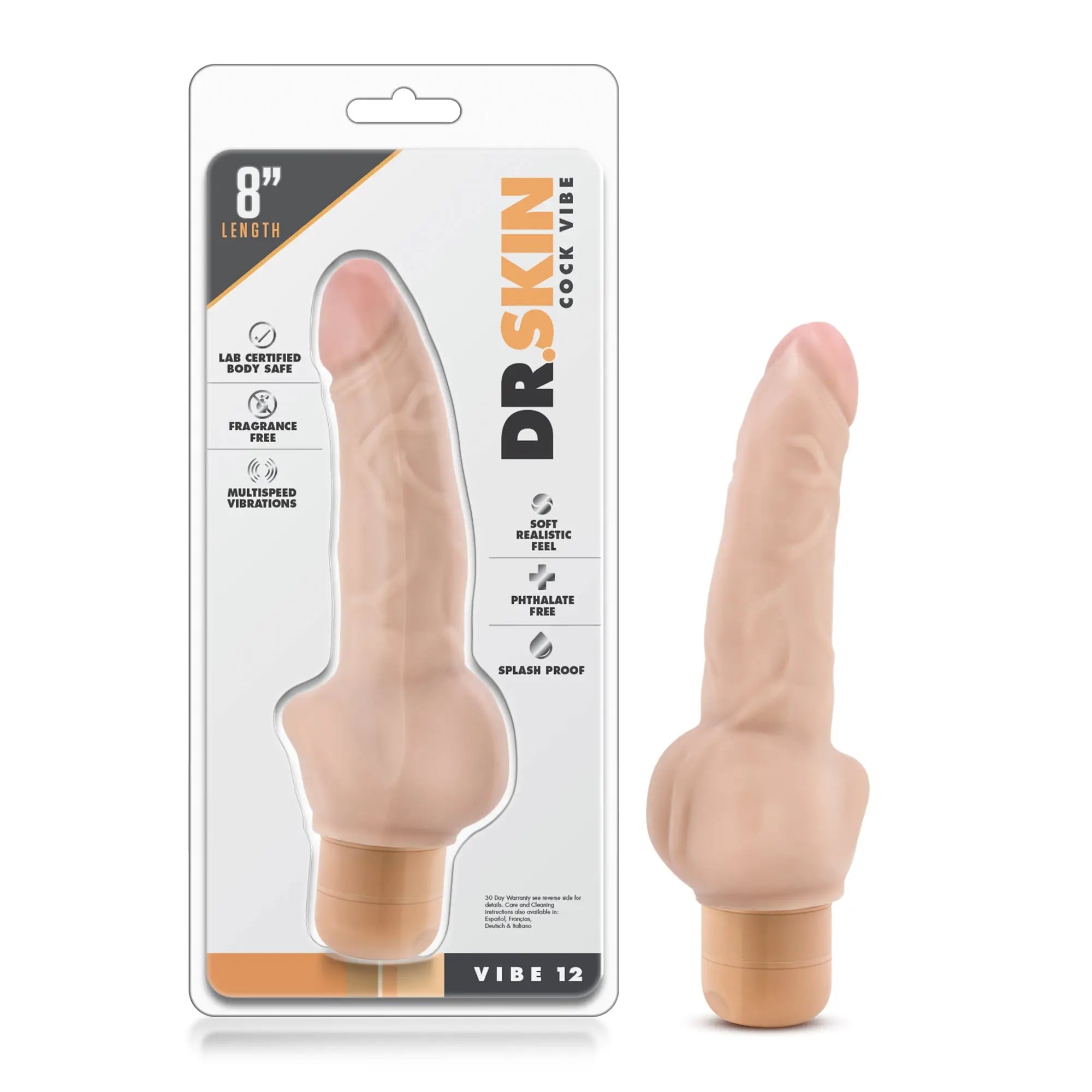 Beige silicone vibrating cock ring with rounded head and textured shaft by dr skin for enhanced pleasure