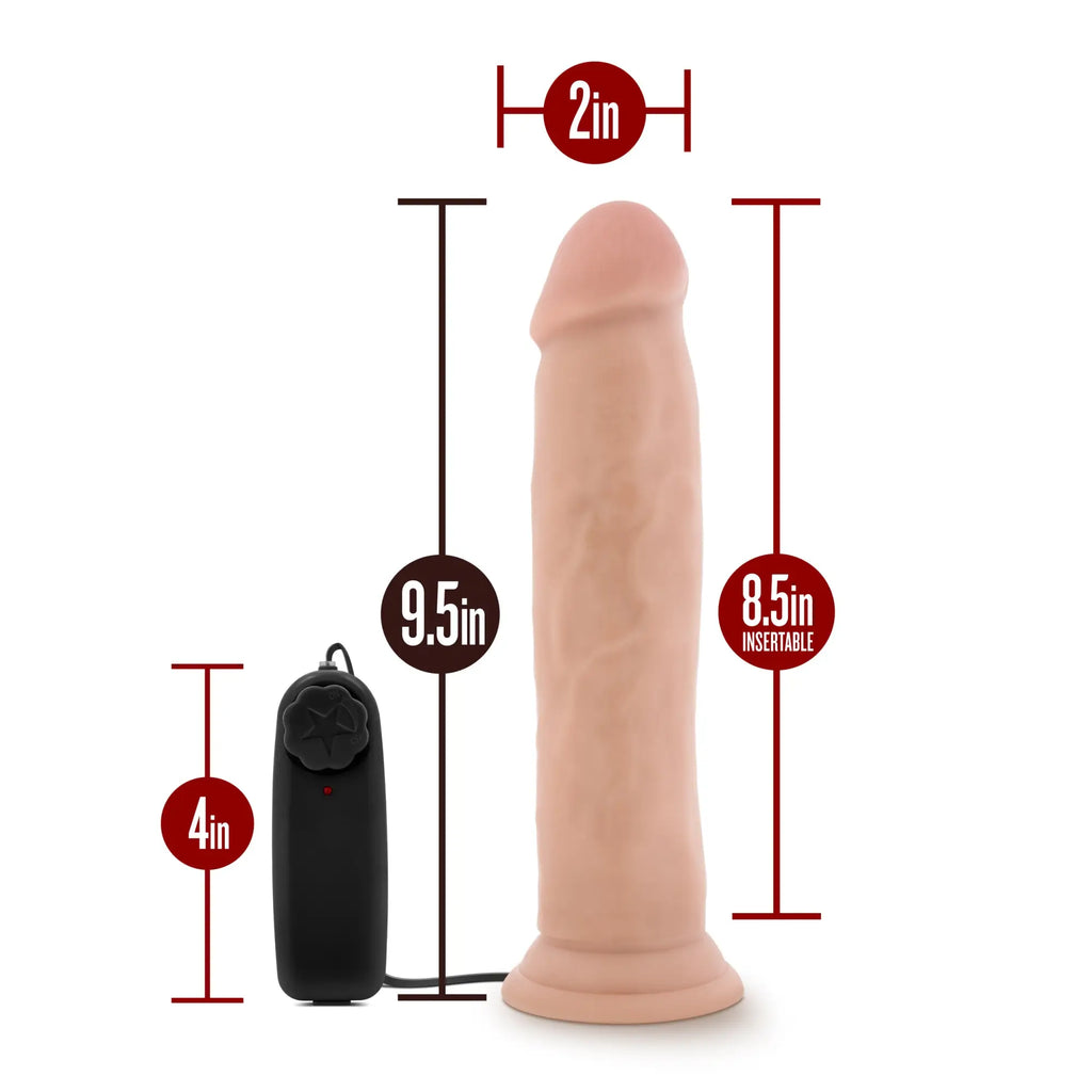 Dr Skin Dr Throb 9.5in pink silicone vibrating realistic cock with suction cup and black remote control vanilla color