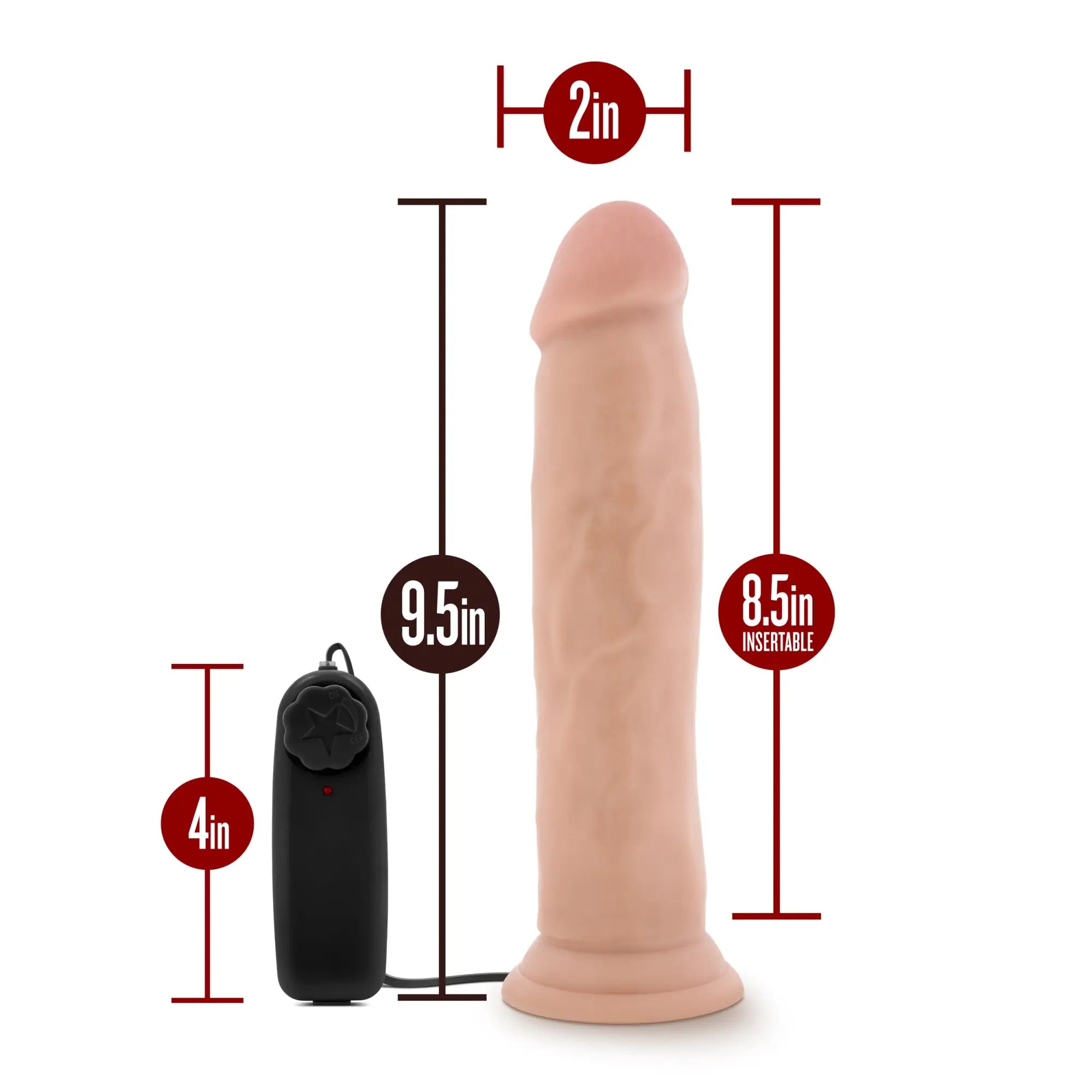 Dr Skin Dr Throb 9.5in pink silicone vibrating realistic cock with suction cup and black remote control vanilla color