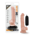 Dr Skin Dr Tim 7.5in pink silicone vibrating cock with suction cup base and black remote control vanilla color