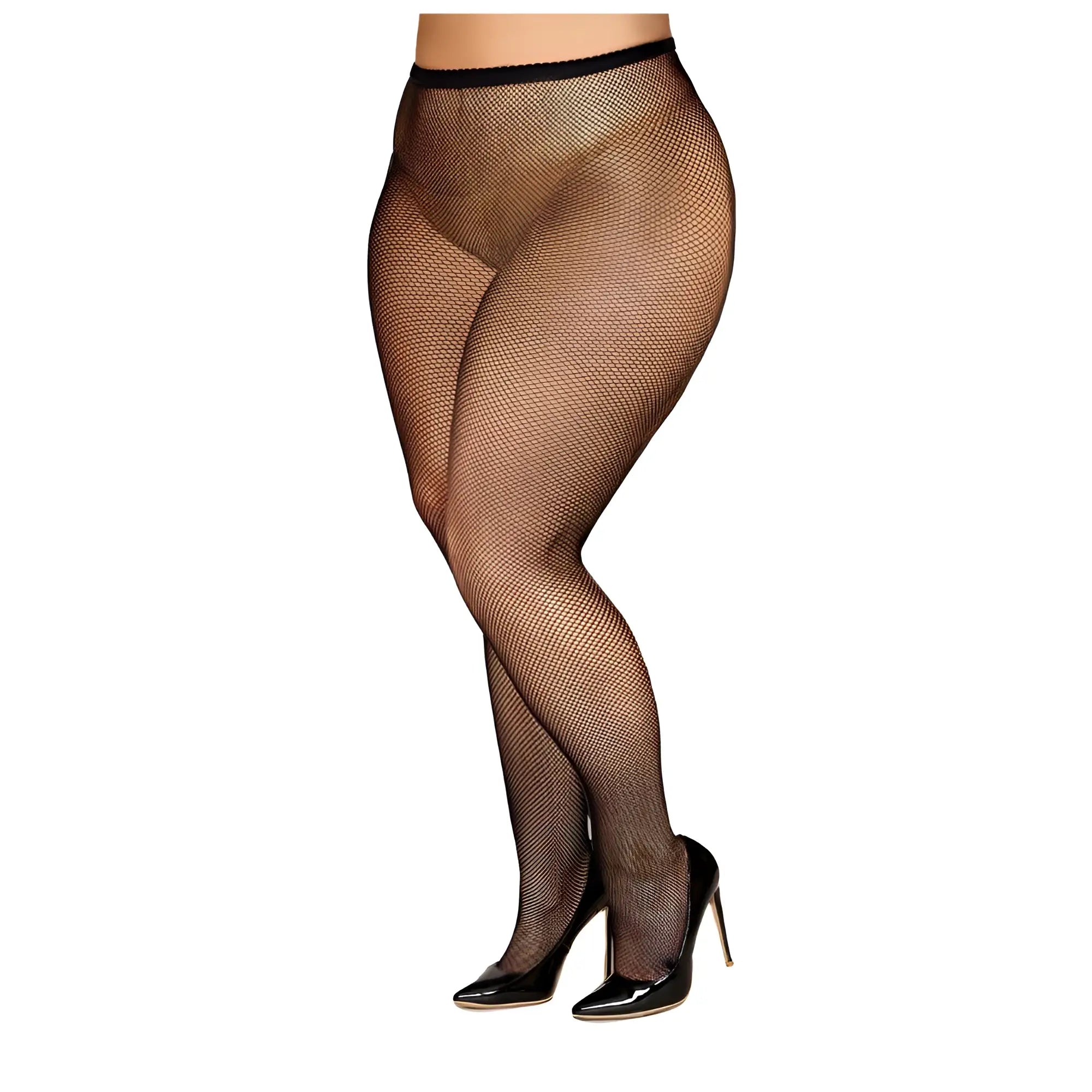 Dreamgirl basic black fishnet pantyhose with sheer mesh texture and solid elastic waistband one size fit