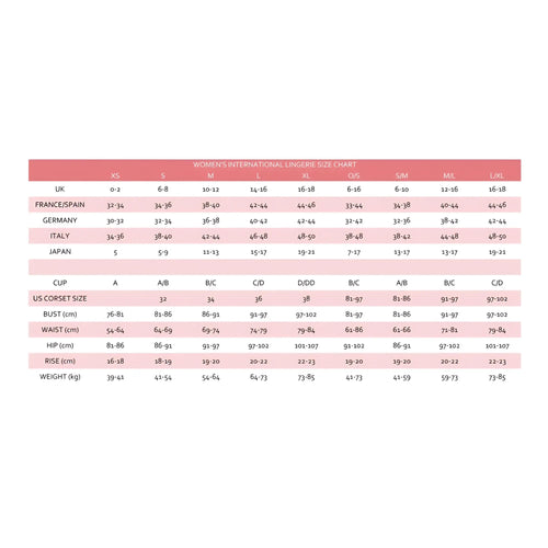 Women’s international lingerie size chart with measurements for dreamgirl fishnet off the shoulder black bodysuit one size