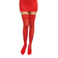 Dreamgirl lace top thigh high stockings in red sheer fabric with lace trim one size for elegant wear