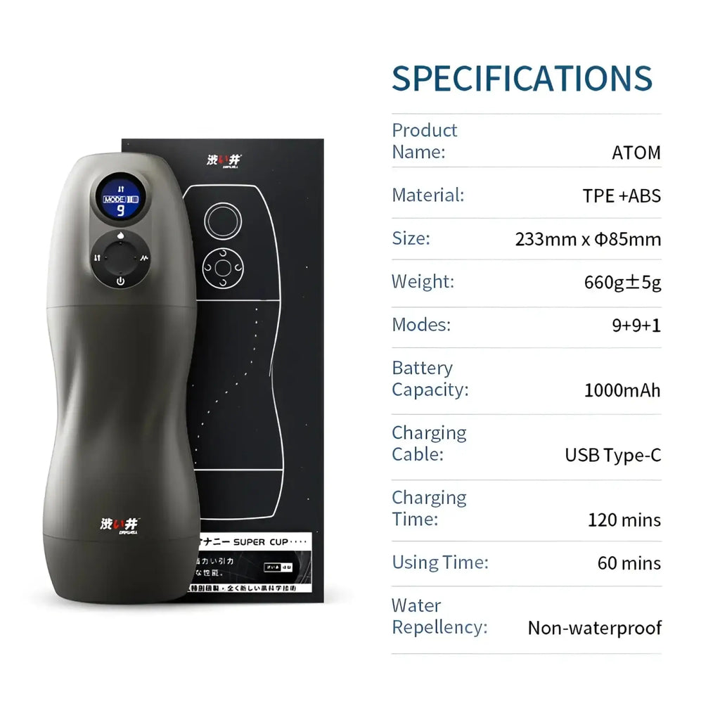 Gray atom model personal massager made of tpe and abs plastic with a sleek ergonomic design for drywell atom use