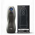 Dark gray matte-finish drywell atom electronic masturbator handheld device with digital display and dengfeng super cup branding