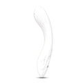 White silicone drywell flexible bending vibrator with curved ergonomic design and textured ridges along handle