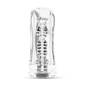 Clear plastic drywell maze masturbator sleeve with textured ridged design and intricate internal patterns for adults