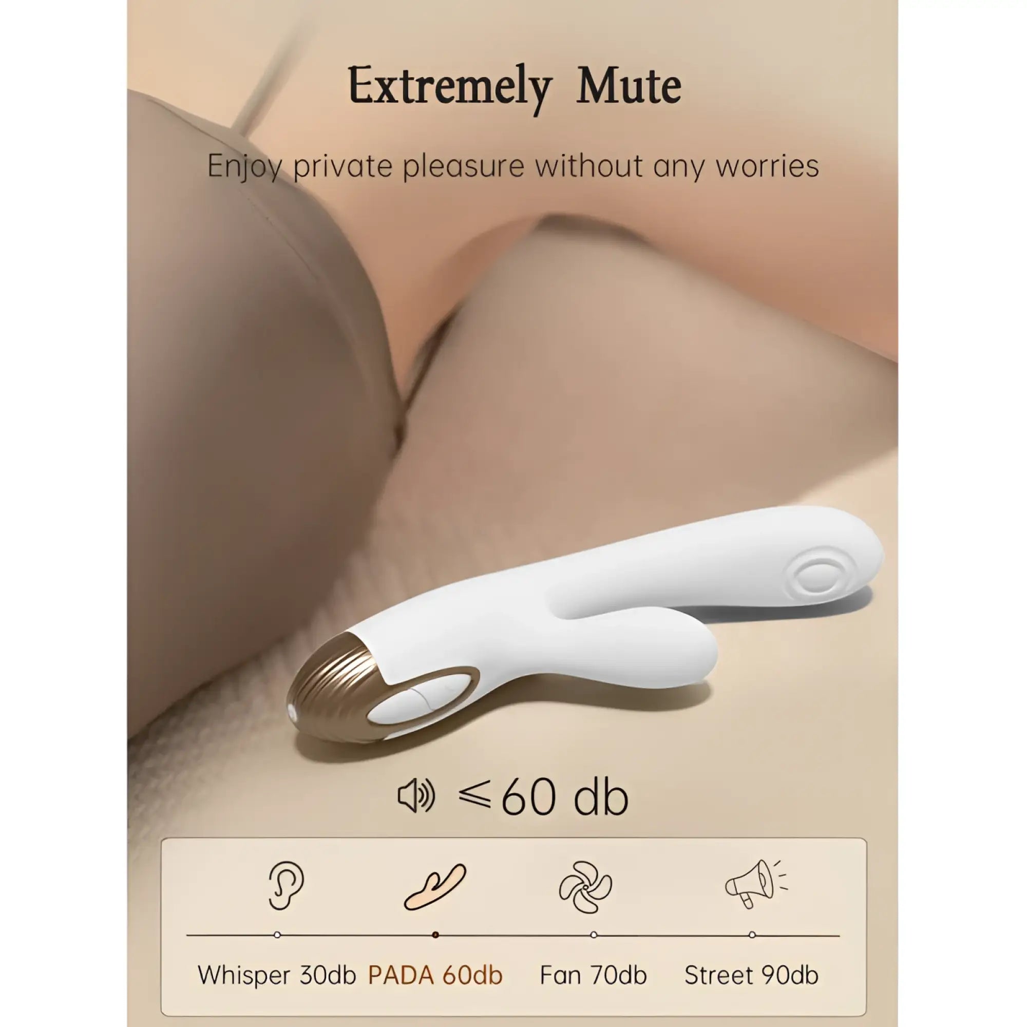 White and gold silicone drywell pada rabbit and g-spot pulsing vibrator with sleek ergonomic design