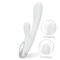 Drywell pada rabbit and g-spot pulsing vibrator in white silicone with silver metallic base and control button
