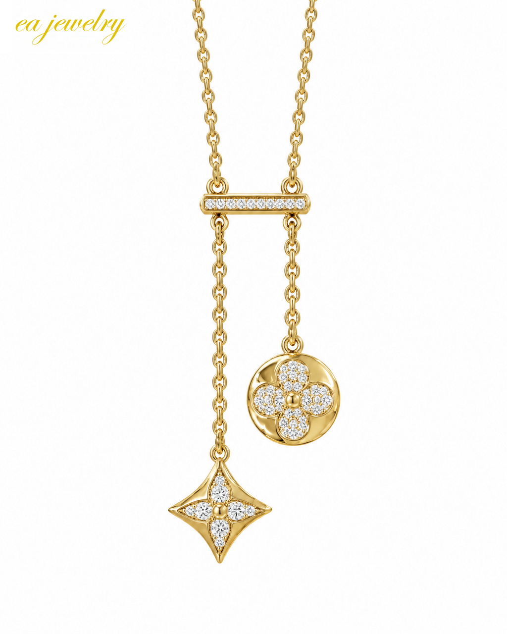 Golden Charm Drop Necklace