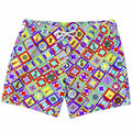 Maris Equi 1960's Style Colorful Diamond Print Retro Men's Swim Shorts Trunks
