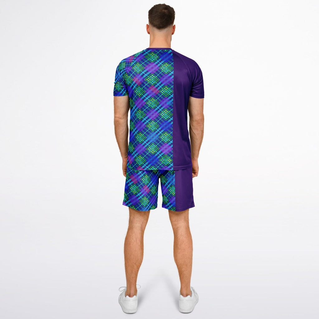 Maris Equi Blue Tartan Shorts And Top Set For Men