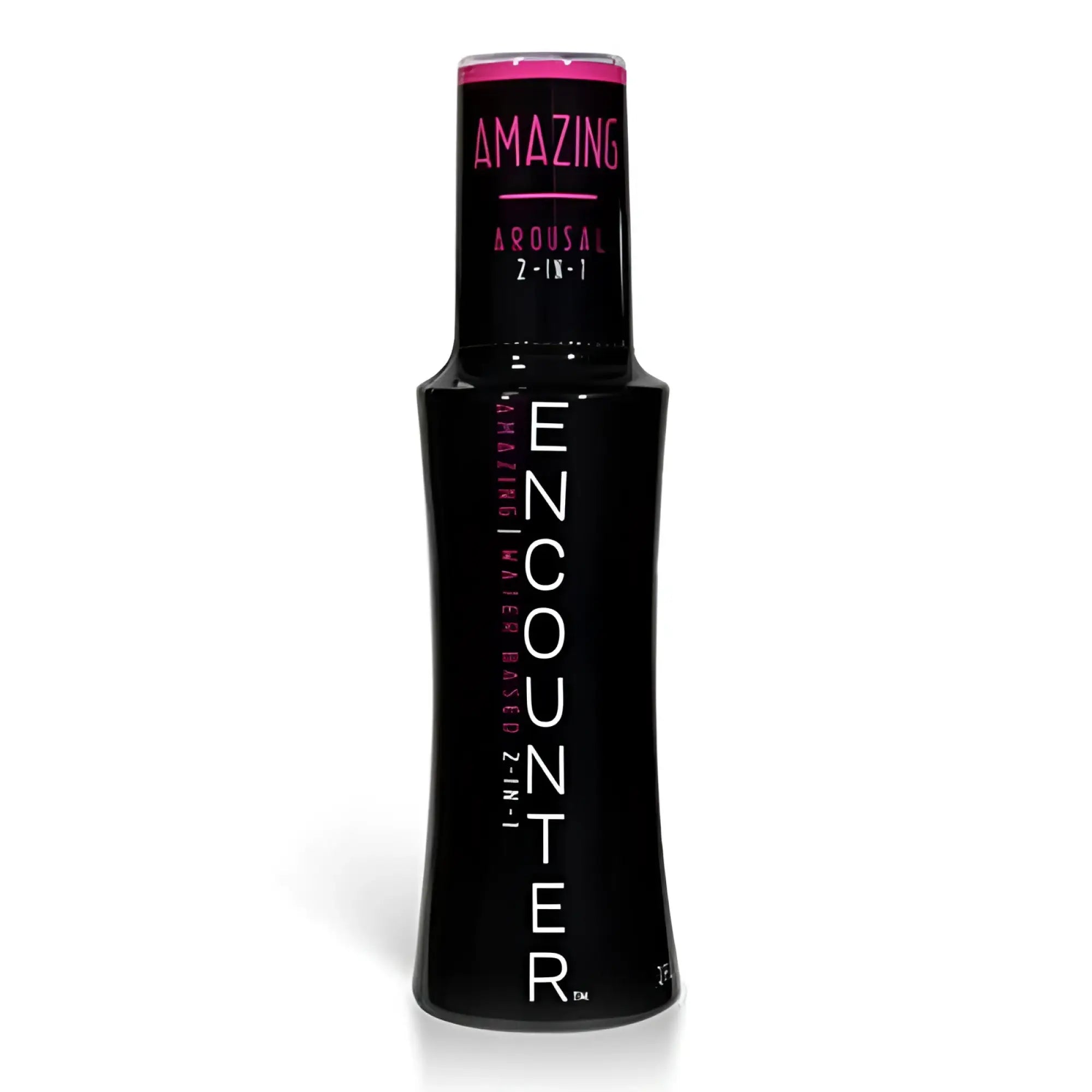 Black Elbow Grease Amazing Encounter hybrid g-spot lubricant bottle with pink cap and white 2-in-1 text label