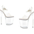 Clear acrylic platform high heels with transparent straps and silver-toned buckles ellie shoes clear platform sandal 8in 9
