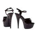 Ellie Shoes rhinestone platform black patent leather high heels with silver embellishments and ankle straps size 9