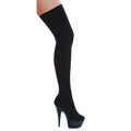 Ellie Shoes black over-the-knee stiletto thigh high boot with 6-inch platform heel in stretch lycra material