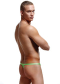 Bright green envy break a way thong s m with smooth stretchy fabric waistband shown from the back side