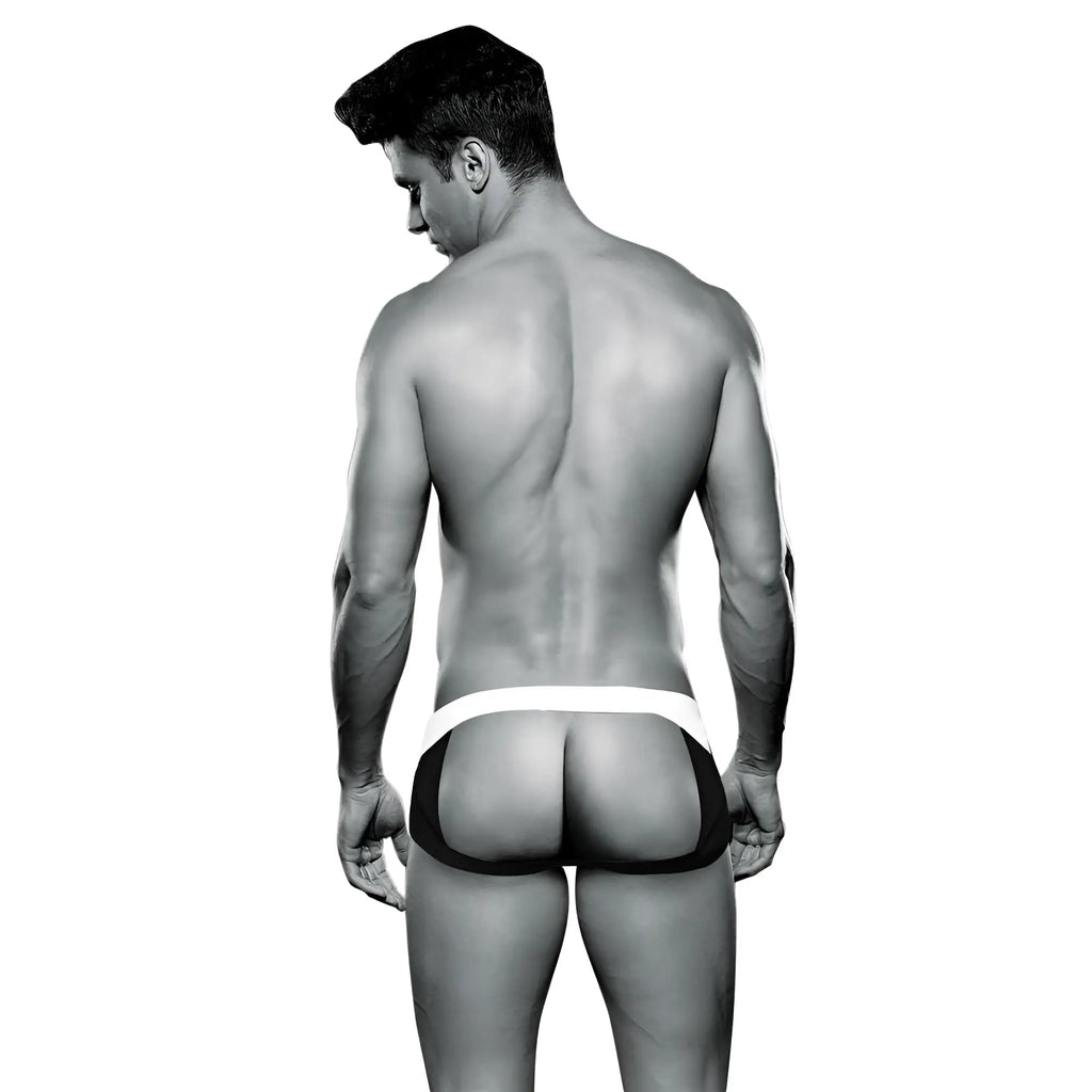 Black and white envy bulge jock athletic briefs with wide waistband in size M/L for supportive activewear use