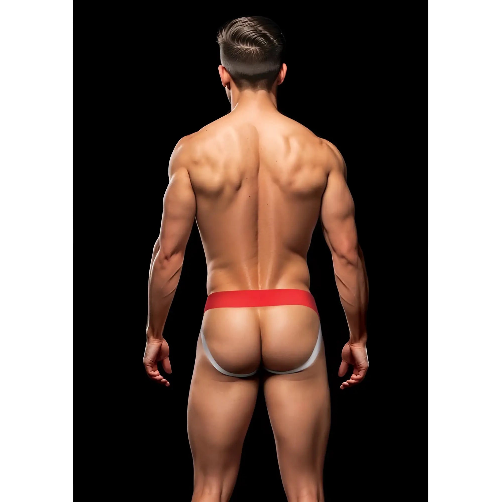 Envy rainbow pride jock red xl athletic briefs with snug fit and contoured design in red and white microfiber fabric
