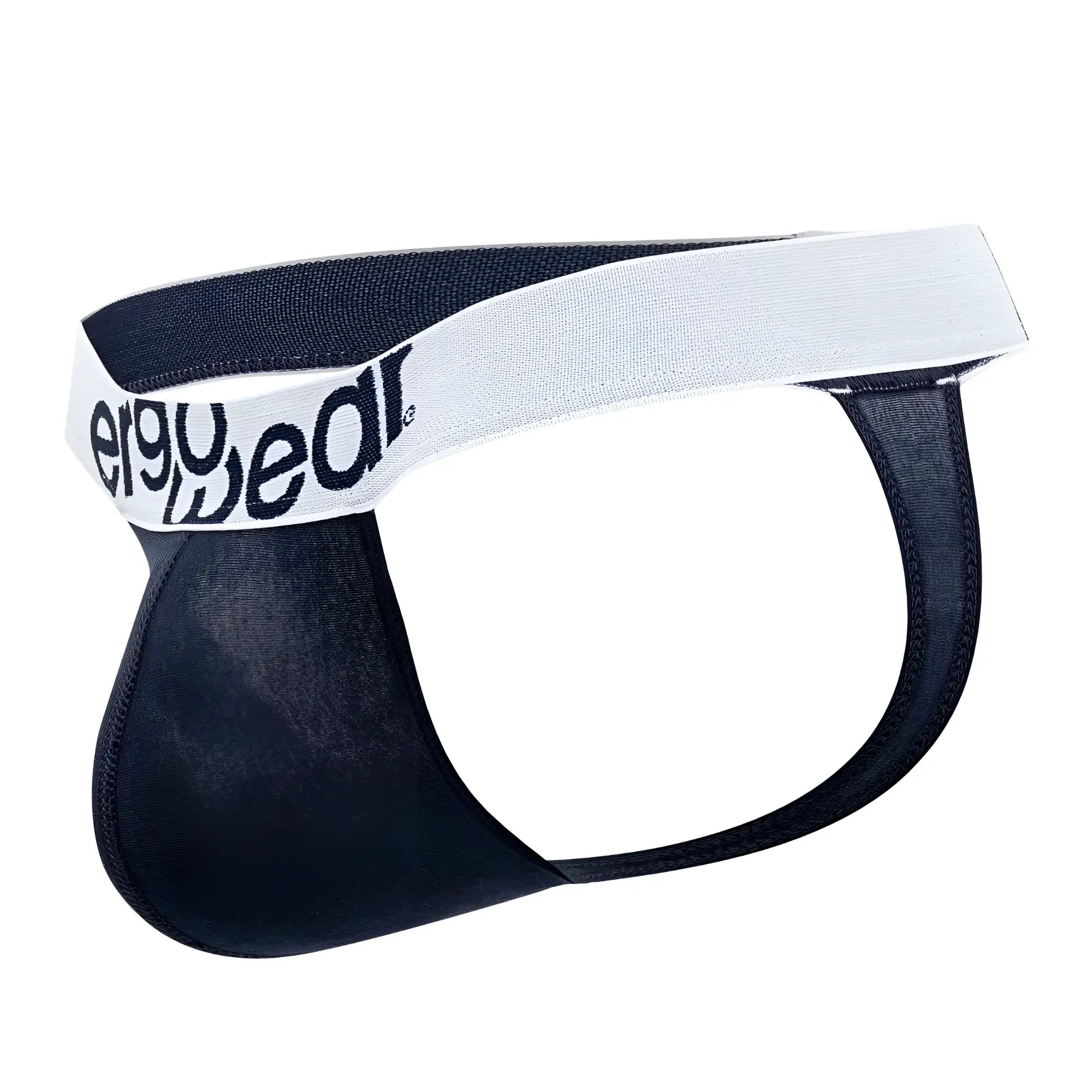Black ergowear men’s briefs with white elastic waistband branded logo cotton fabric ergonomic support design