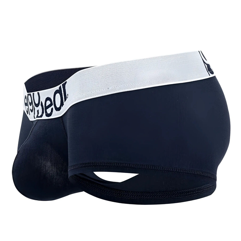 Black men’s briefs ergo wear ew1472 max cotton trunks navy blue with white waistband and eeyewear logo in black text