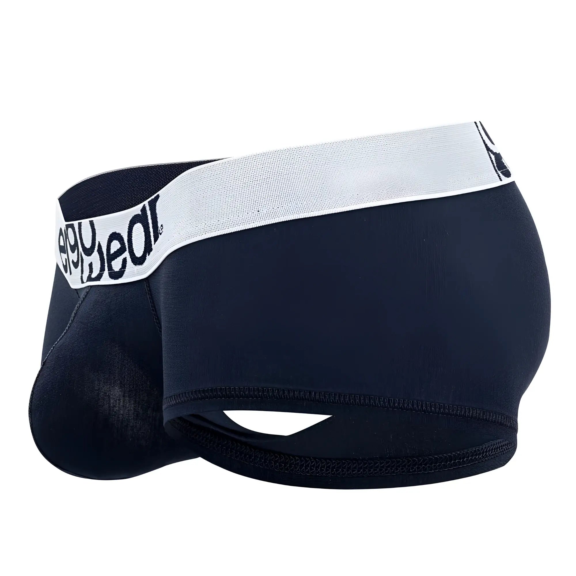 ErgoWear ew1472 max cotton navy blue trunks with white elastic waistband and eeyewear logo in black text