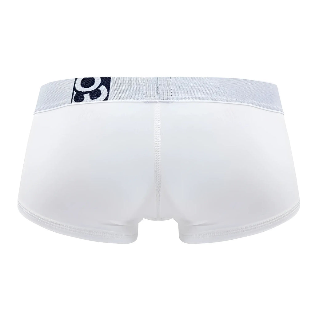 White ergowear ew1476 max cotton trunks with light gray elastic waistband and black logo in men’s briefs style