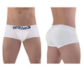 White men’s cotton briefs with navy blue ergo wear logo on waistband from ergo wear ew1476 max cotton trunks
