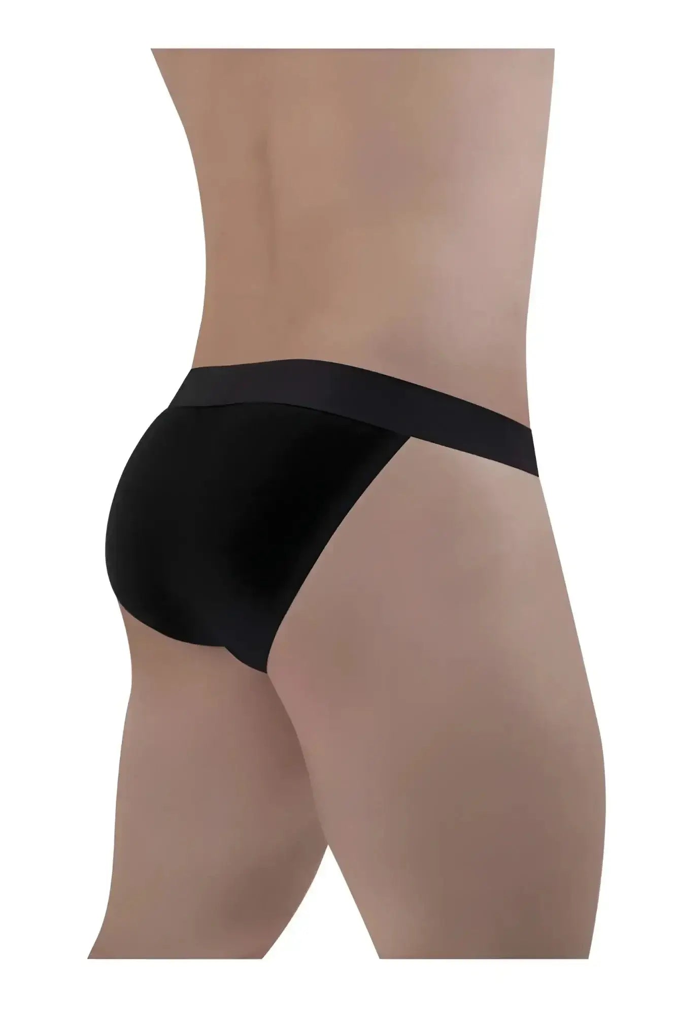Black smooth-textured ergo wear ew1483 max cotton bikini briefs with wide waistband front view