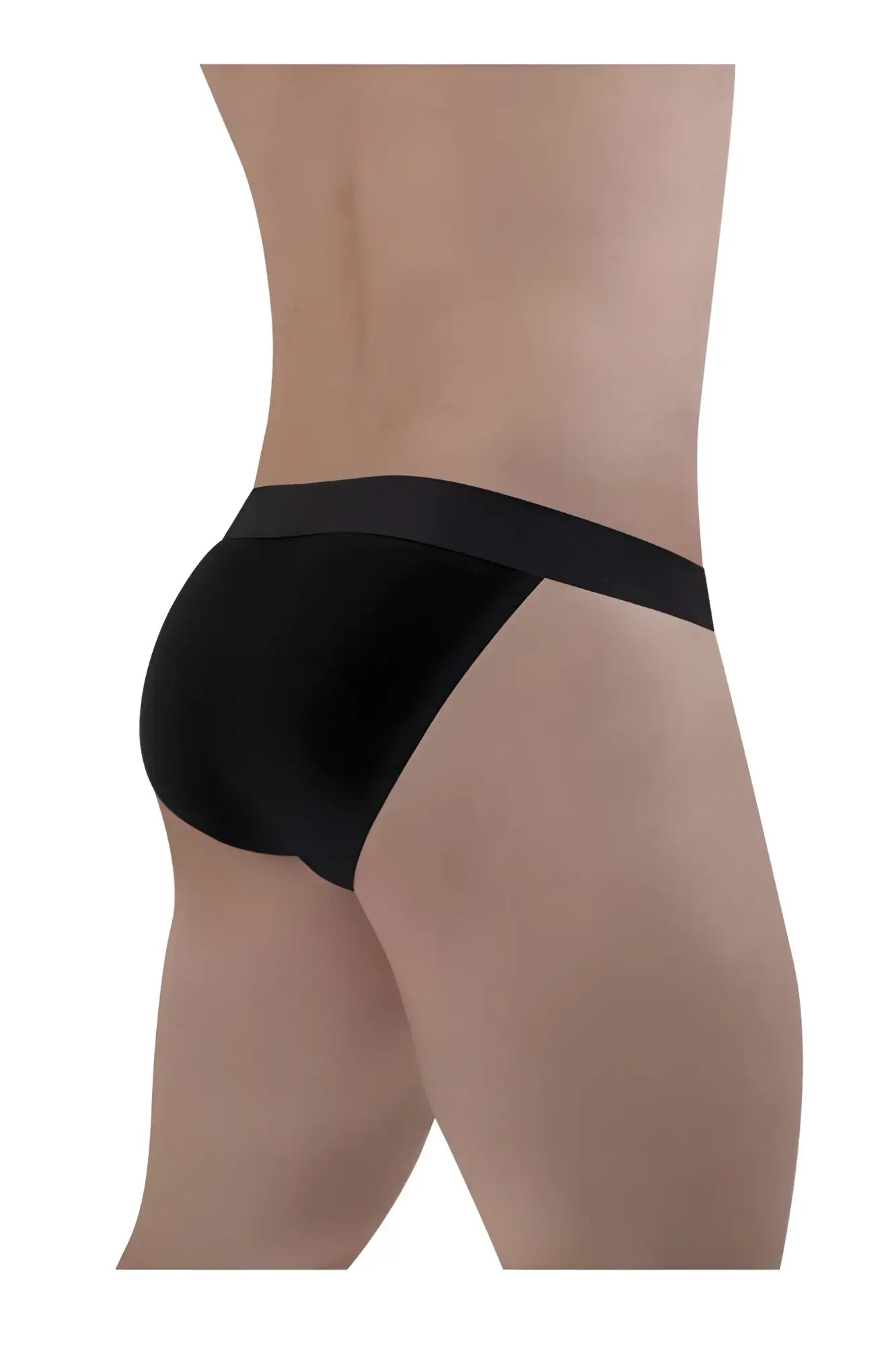 Black smooth-textured ergo wear ew1483 max cotton bikini briefs with wide waistband front view