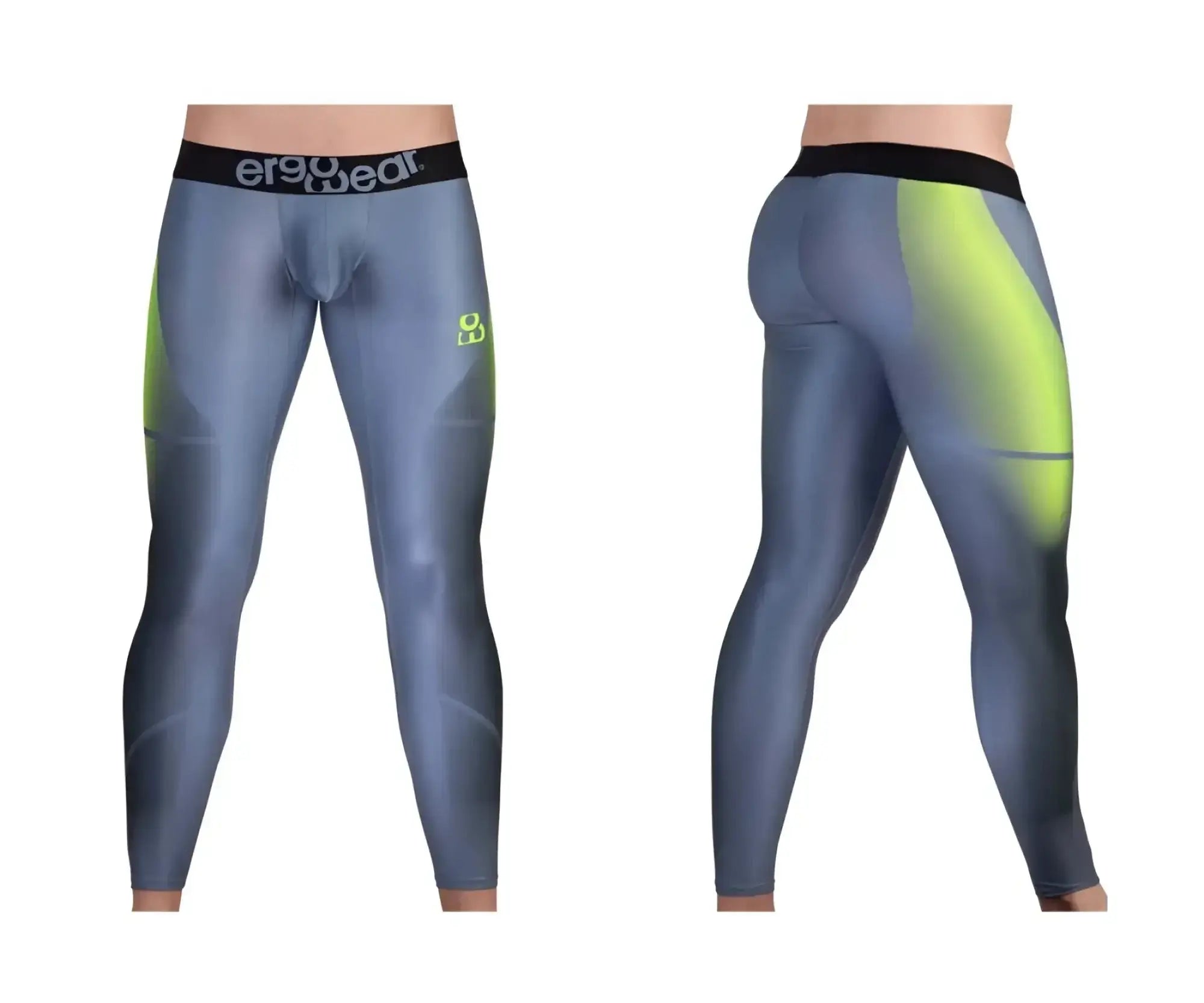 Gray and neon green ergowear ew1604 max se athletic leggings with textured form-fitting design for activewear use