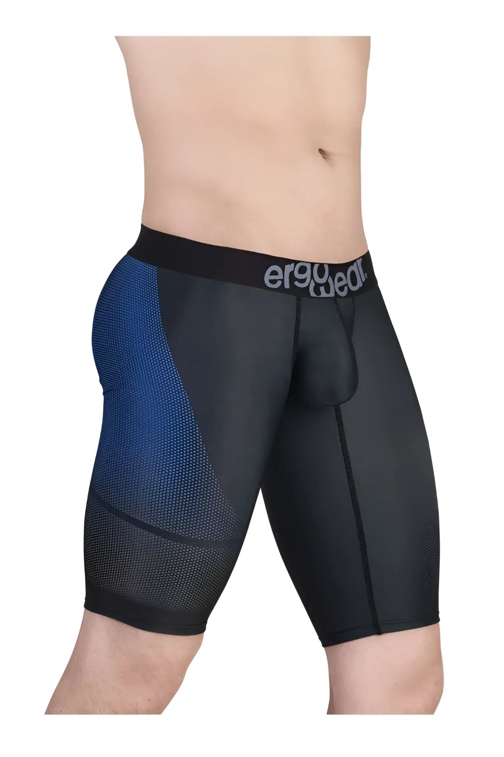 Ergowear ew1605 max se dark gray athletic shorts with black and blue ergonomic design and side mesh panel