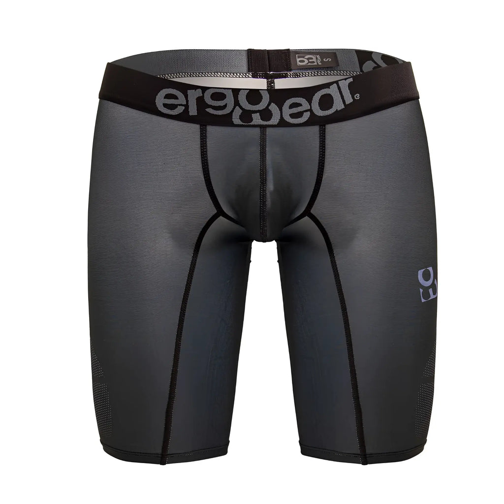 Black ergowear ew1605 max se compression shorts with textured design and gray branding on waistband in dark gray